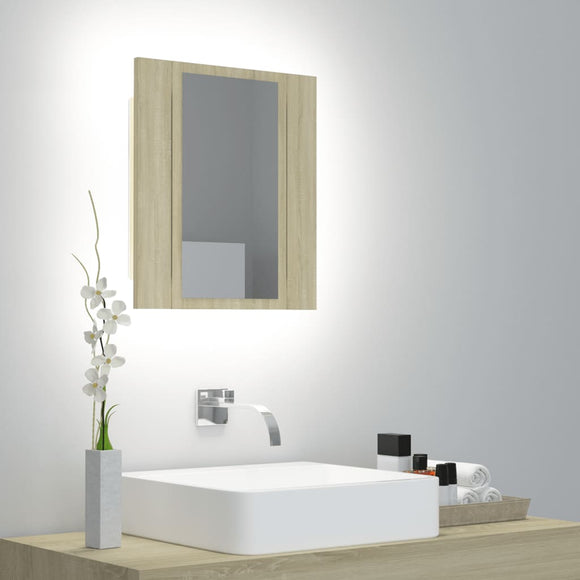 NNEVL LED Bathroom Mirror Cabinet Sonoma Oak 40x12x45 cm