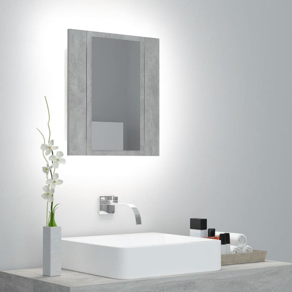 NNEVL LED Bathroom Mirror Cabinet Concrete Grey 40x12x45 cm