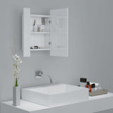 NNEVL LED Bathroom Mirror Cabinet High Gloss White 40x12x45 cm