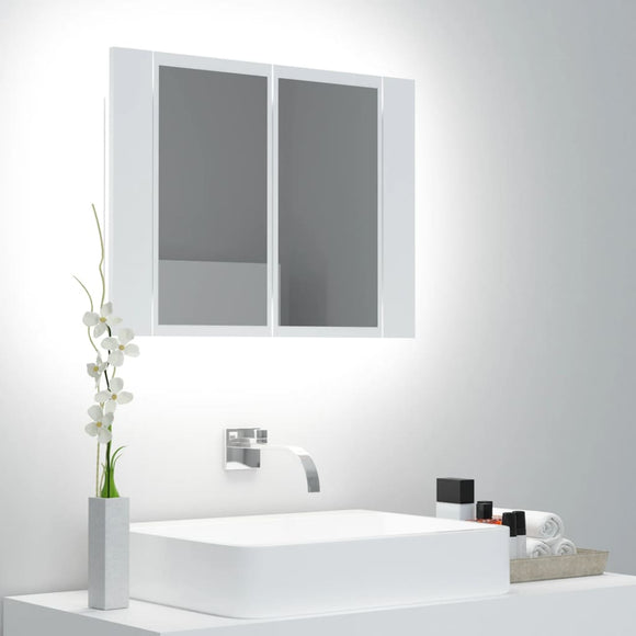 NNEVL LED Bathroom Mirror Cabinet White 60x12x45 cm