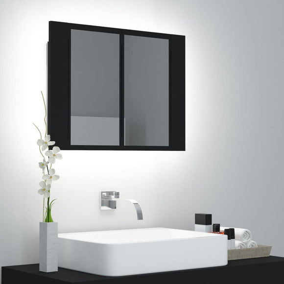 NNEVL LED Bathroom Mirror Cabinet Black 60x12x45 cm