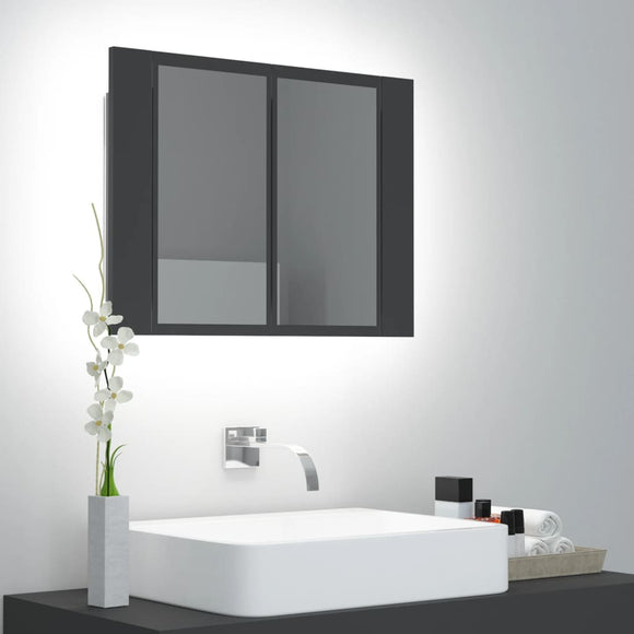 NNEVL LED Bathroom Mirror Cabinet Grey 60x12x45 cm