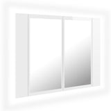 NNEVL LED Bathroom Mirror Cabinet High Gloss White 60x12x45 cm