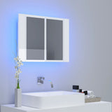 NNEVL LED Bathroom Mirror Cabinet High Gloss White 60x12x45 cm