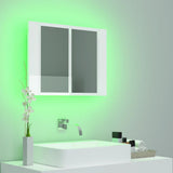 NNEVL LED Bathroom Mirror Cabinet High Gloss White 60x12x45 cm