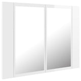 NNEVL LED Bathroom Mirror Cabinet High Gloss White 60x12x45 cm