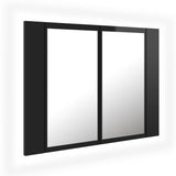 NNEVL LED Bathroom Mirror Cabinet High Gloss Black 60x12x45 cm