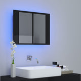 NNEVL LED Bathroom Mirror Cabinet High Gloss Black 60x12x45 cm