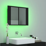 NNEVL LED Bathroom Mirror Cabinet High Gloss Black 60x12x45 cm