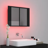 NNEVL LED Bathroom Mirror Cabinet High Gloss Black 60x12x45 cm