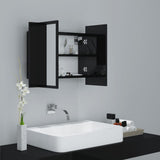 NNEVL LED Bathroom Mirror Cabinet High Gloss Black 60x12x45 cm