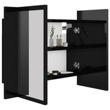 NNEVL LED Bathroom Mirror Cabinet High Gloss Black 60x12x45 cm