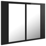 NNEVL LED Bathroom Mirror Cabinet High Gloss Black 60x12x45 cm