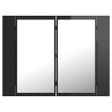 NNEVL LED Bathroom Mirror Cabinet High Gloss Black 60x12x45 cm