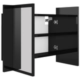 NNEVL LED Bathroom Mirror Cabinet High Gloss Black 60x12x45 cm