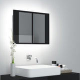 NNEVL LED Bathroom Mirror Cabinet High Gloss Black 60x12x45 cm
