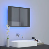 NNEVL LED Bathroom Mirror Cabinet High Gloss Grey 60x12x45 cm