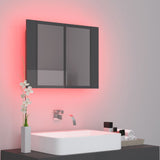 NNEVL LED Bathroom Mirror Cabinet High Gloss Grey 60x12x45 cm