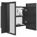 NNEVL LED Bathroom Mirror Cabinet High Gloss Grey 60x12x45 cm