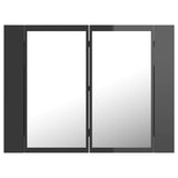 NNEVL LED Bathroom Mirror Cabinet High Gloss Grey 60x12x45 cm