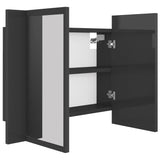 NNEVL LED Bathroom Mirror Cabinet High Gloss Grey 60x12x45 cm