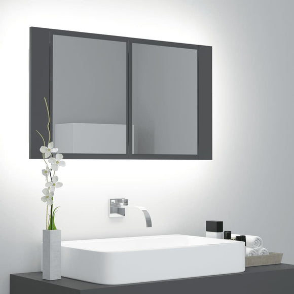 NNEVL LED Bathroom Mirror Cabinet Grey 80x12x45 cm