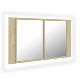 NNEVL LED Bathroom Mirror Cabinet Sonoma Oak 80x12x45 cm