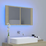 NNEVL LED Bathroom Mirror Cabinet Sonoma Oak 80x12x45 cm