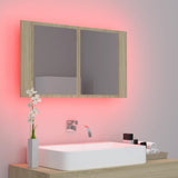 NNEVL LED Bathroom Mirror Cabinet Sonoma Oak 80x12x45 cm