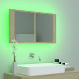NNEVL LED Bathroom Mirror Cabinet Sonoma Oak 80x12x45 cm