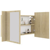 NNEVL LED Bathroom Mirror Cabinet Sonoma Oak 80x12x45 cm