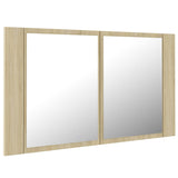 NNEVL LED Bathroom Mirror Cabinet Sonoma Oak 80x12x45 cm