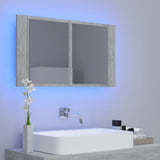 NNEVL LED Bathroom Mirror Cabinet Concrete Grey 80x12x45 cm