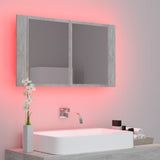NNEVL LED Bathroom Mirror Cabinet Concrete Grey 80x12x45 cm