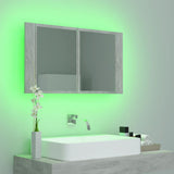 NNEVL LED Bathroom Mirror Cabinet Concrete Grey 80x12x45 cm