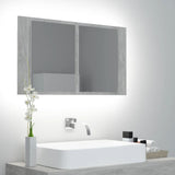NNEVL LED Bathroom Mirror Cabinet Concrete Grey 80x12x45 cm