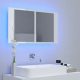 NNEVL LED Bathroom Mirror Cabinet High Gloss White 80x12x45 cm