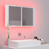 NNEVL LED Bathroom Mirror Cabinet High Gloss White 80x12x45 cm