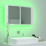 NNEVL LED Bathroom Mirror Cabinet High Gloss White 80x12x45 cm