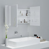 NNEVL LED Bathroom Mirror Cabinet High Gloss White 80x12x45 cm
