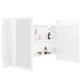NNEVL LED Bathroom Mirror Cabinet High Gloss White 80x12x45 cm