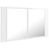 NNEVL LED Bathroom Mirror Cabinet High Gloss White 80x12x45 cm