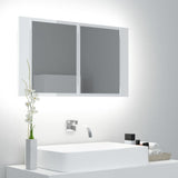 NNEVL LED Bathroom Mirror Cabinet High Gloss White 80x12x45 cm