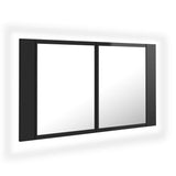 NNEVL LED Bathroom Mirror Cabinet High Gloss Black 80x12x45 cm