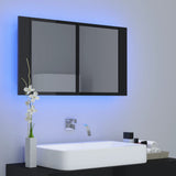 NNEVL LED Bathroom Mirror Cabinet High Gloss Black 80x12x45 cm