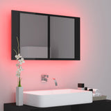 NNEVL LED Bathroom Mirror Cabinet High Gloss Black 80x12x45 cm