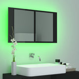 NNEVL LED Bathroom Mirror Cabinet High Gloss Black 80x12x45 cm