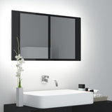 NNEVL LED Bathroom Mirror Cabinet High Gloss Black 80x12x45 cm