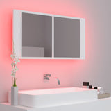 NNEVL LED Bathroom Mirror Cabinet White 90x12x45 cm