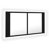 NNEVL LED Bathroom Mirror Cabinet Black 90x12x45 cm